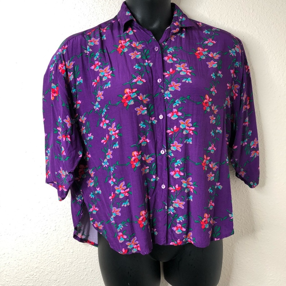 💜💜 ButtonUp 3/4 Sleeve Womens Top Size S by LEMON